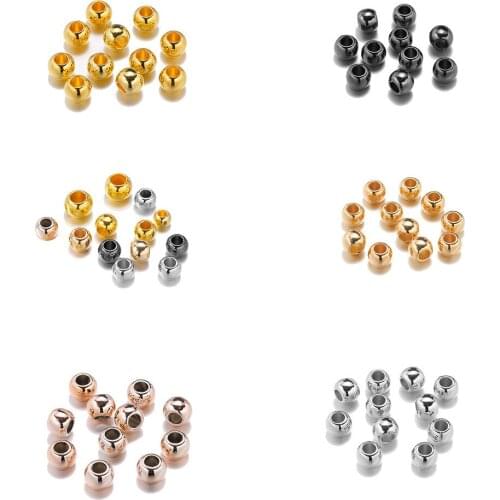 50-100pcs/lot 4 6 8 10 12 mm Loose Seed CCB Spacer Beads Gold Color Large Hole For DIY Jewelry Making Accessories Wholesale
