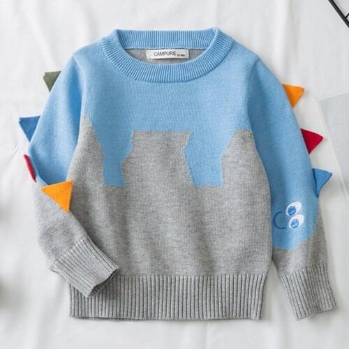 Kids Sweater Baby Girls Boys Sweater Autumn Spring Kids Cartoon Dinosaur Knitwear Pullover Sweater Knitted Childrens Clothing
