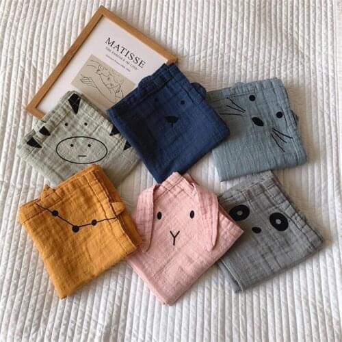 Baby Blanket Newborn Baby Swaddle Wrap 2 Layers Muslin Bamboo Crib Receiving Blanket 90cm Animal Baby Toddler Kids Bath Towel