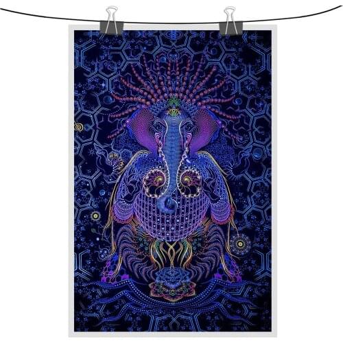 Psy backdrop Ganesha active fluorescent psychedelic Tapestry