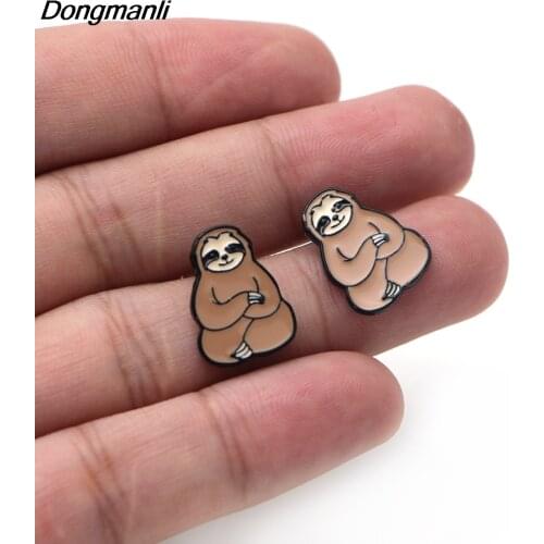 DZ1158 Sloth Cute Animal Stainless Steel Pierce Ear Stud Earrings For Womens Enamel Jewelry Earrings Kids Girls