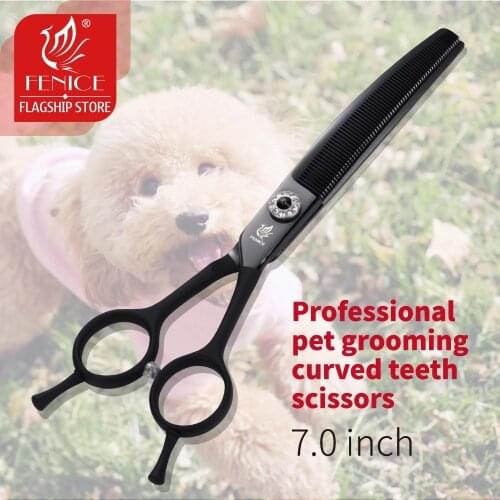 Fenice 7.0 inch Curved Thinning Scissors Black Professonal Dog Grooming Scissors JP440C Pet Shears