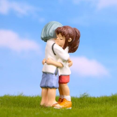 Anime Action Spirited Away Totoro Figure Kohakunushi & Chihiro Resin Couple Landscaping Decoration DIY Garden Model Toys Doll