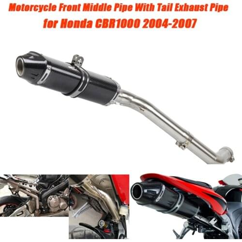 Motorcycle Front Middle Link Tubes Tail Exhaust Silencer Pipe Lossless Set for Honda CBR1000RR CBR1000 2004 2005 2006 2007