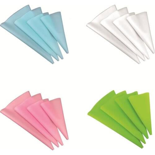 4 Pcs Confectionery Bag Silicone Icing Piping Cream Pastry Bag EVA Cake Cream Bag Nozzle DIY Cake Baking Decorating Tools