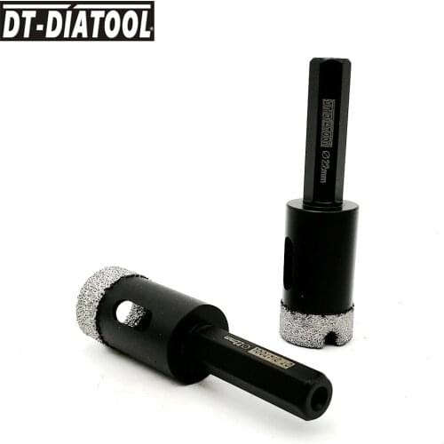 DT-DIATOOL 2pcs/set Hexagon shank Diamond Coated Hole Saw Drill Core Bits Ceramic Tile Dry Core Drilling Bits Diameter 22mm