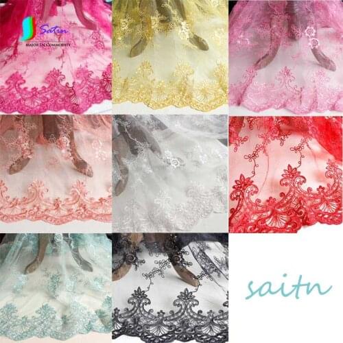 Fine Colorful Embroidered Wedding Dress Lace Fabric for Wedding Dress/curtain DIY Tulle Mesh Lace Fabric S0053H