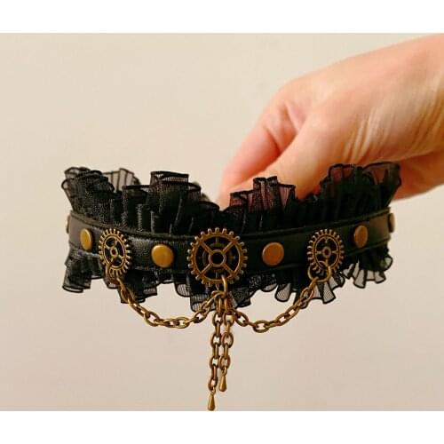 The Original design steam punk lolita Alice elves lace gear to adjust the clavicle necklace collar