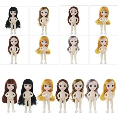 1/12 BJD Doll 16cm 13 Jointed Dolls Female Doll + Wig Accessories for BJD DIY Custom Parts