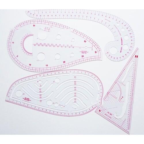 Sewing Ruler 4 Pcs/Set Metric Ruler Curve Pattern Grading Ruler Dressmaking Drawing Drafting Measure Template