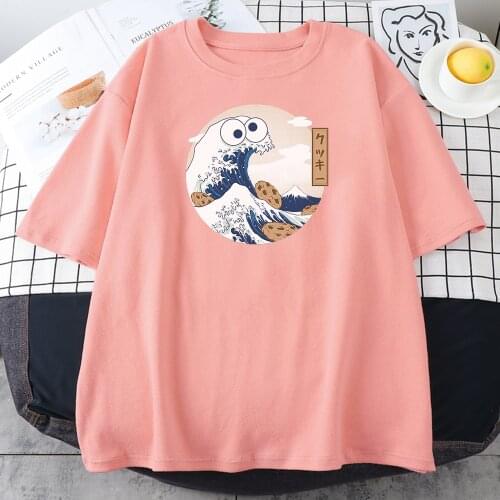 Cute Spindrift Ukiyoe Printing Womens t-Shirts spring spring summer Top Fashion Style Tee-Shirts Casual Style Womens t Shirts