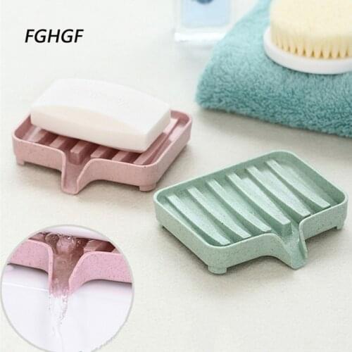 Fashion Plastic Soap Dish Storage Box Colorful Dishes Bath Soap Holder Bathroom Organizer Sponge Holder Plate Tray Drain