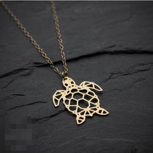 Wholesale Sea turtle necklace, turtle necklace, sea pendant , origami geometric turtle, beach jewelry 12pcs/lot