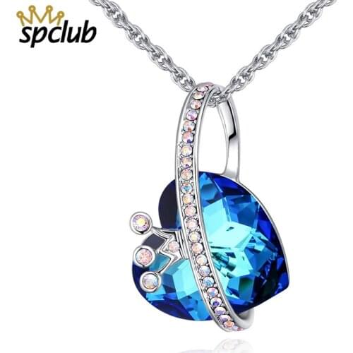 SPCLUB Fashion Jewelry Crystals From Swarovski Heart Pendant Necklace For Women Romanticr Love Necklaces & Pendants Collares