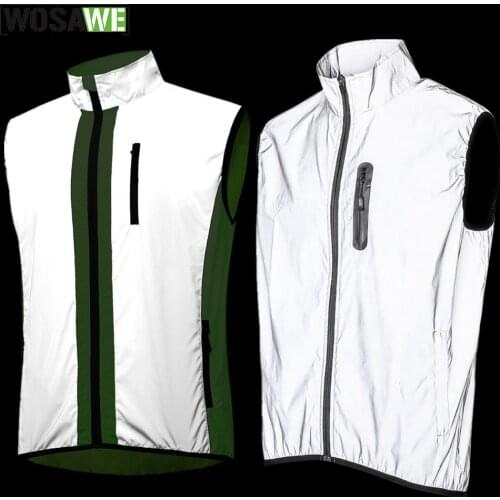 WOSAWE Autumn Cycling Sports Full Reflective Vest Sleeveless Jacket Running Windproof Rainproof Warm Breathable Bicycle Vest