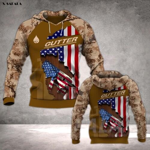 GUTTER PATRIOT Flag With Other Jobs 3D Printed Hoodie Man Female Zipper Pullover Sweatshirt Hooded Jersey Streetwear Tracksuits