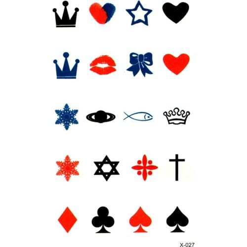 100pc Crown/heart/cross Waterproof Temporary Tattoos Men Glitter Tattoo Sleeve Harajuku henna tattoo Sticker Tattoo Stickers