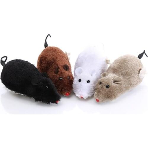 Funny Cat Clockwork Spring Power Plush Mouse Toys Cat Dog Playing Mechanical Motion Rat Toys