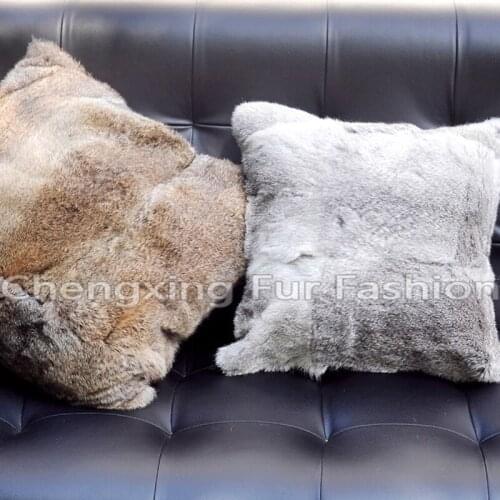 CX-D-05/Z 45x45cm Genuine Rabbit Fur Plush Cushion Cover Decorative Pillowcase