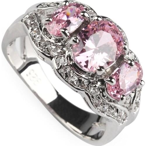 SHUNXUNZE cute Luxury engagement rings for women Pink Cubic Zirconia Markdown sale dropshipping Rhodium plated R556 size 6 7 8 9