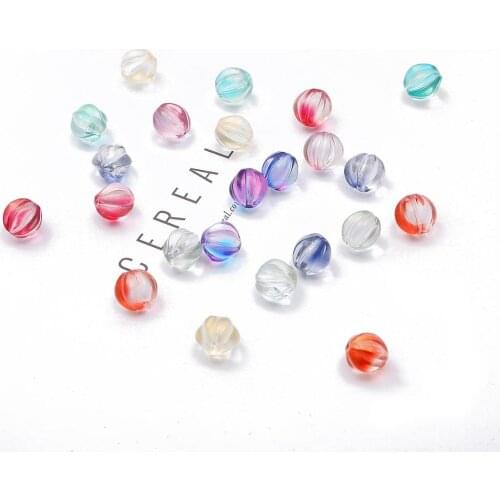 2020 New Arrival 10pcs 8mm 10mm Beautiful Multicolor Gradient Shiny Glass Beads Pumpkin Beads for DIY Bracelet Accessories