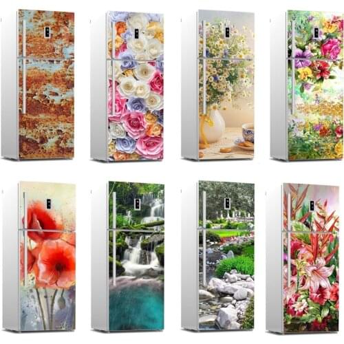 3D Self Adhesive Dishwasher Refrigerator Wrap Freezer Sticker Art Fridge Door Cover Wallpaper Kitchen Accessories Wall Stickers