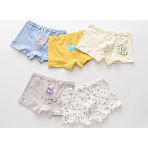 5Pcs/lot Girls Boys Cotton Boxer Briefs Girl Panties Boys Boxer Shorts Childrens Panties Kids Underwear For 2-14 Years BU066