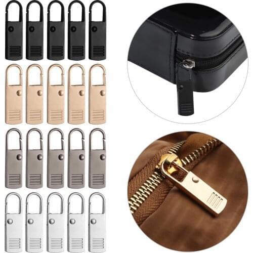 5PCS Universal Metal Zipper Head Zippers Pull Slider Sewing Kit for Clothes Bags Shoes DIY Sewing Craft Repair Kits Accessories