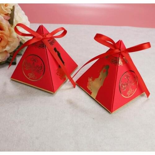 50pcs/lot Sweet Creative Wedding Candy Box Birthday Party Baby Shower Chocolate Gift Boxes Party Favors with Ribbon