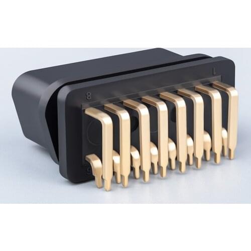 Automobile car OBD2 Male Bend 90 Degree Connector Obd Plug Injection Female Head With Shell Assembling 16pin OBDII