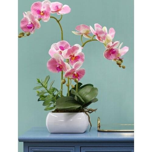Butterfly orchid Simulation of dried flowers tea table Desktop furnishing articles flower pots decorative Ceramic production