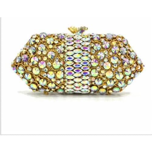 Multi Color Big Crystal Evening Bag Clutch Diamond Women Handbag Wedding Party Purse Clutch Bag Women Stone Party Purses gold