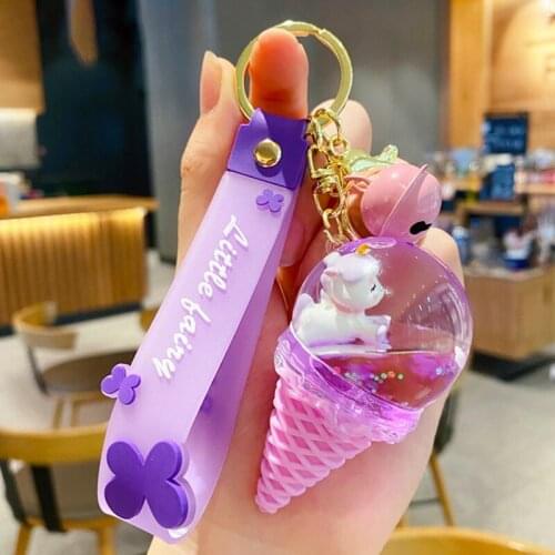 Unicorn Glitter Keychain Pentagram Quicksand Keyring Floating Liquid Key Chain Backpack Pendant Couples Women Men Gift Key Fob