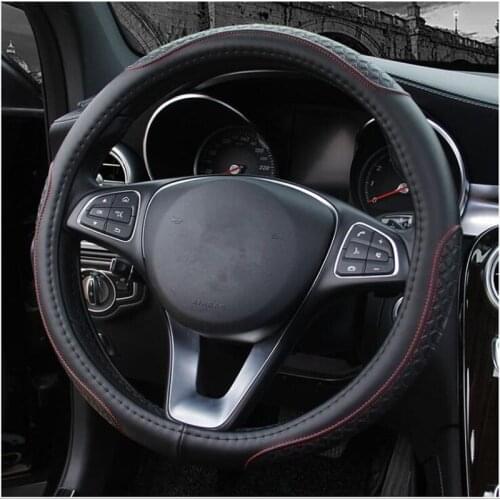 Genuine Leather Steering Wheel Cover Breathable Hole Auto Steering-Wheel Covers For Auto Car Interior Accessories 38CM