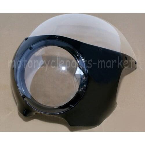 Black Clear Smoke 5 3/4" 5.75" Motorcycle Headlight Fairing Windshield For Harley Sportster 883 1200 2004-2009 Dyna 1999-2011