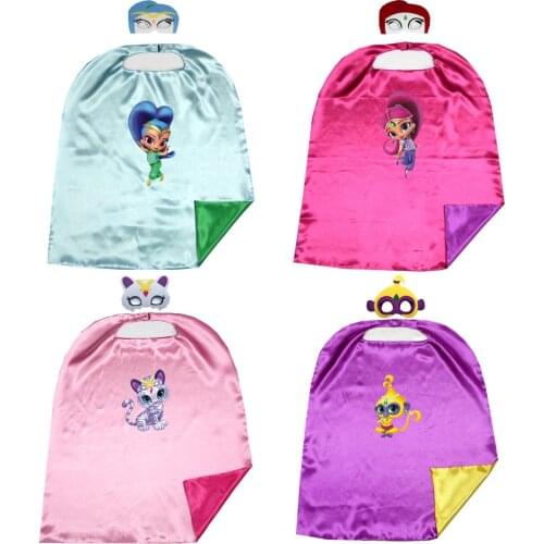 70*80cm 2layer shimmer & shine Capes matching masks BirthdayParty Favor Inspired Dress Up Capes + Masks
