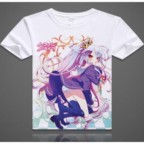 NO GAME NO LIFE T-Shirt Anime Sora Cosplay Short Sleeve T shirt Shiro Breathable TShirt Fashion Men Women Tees