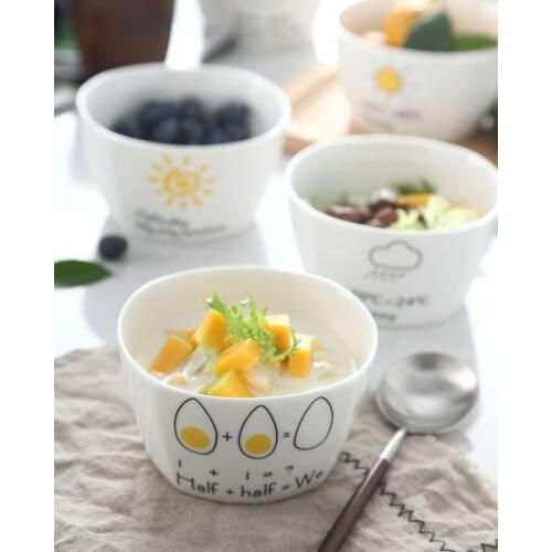 VCeramic Square Bowl Household Small Soup Bowls Japanese Style Sun Thickening Fashion Color Single Square Tableware Cute Bowls