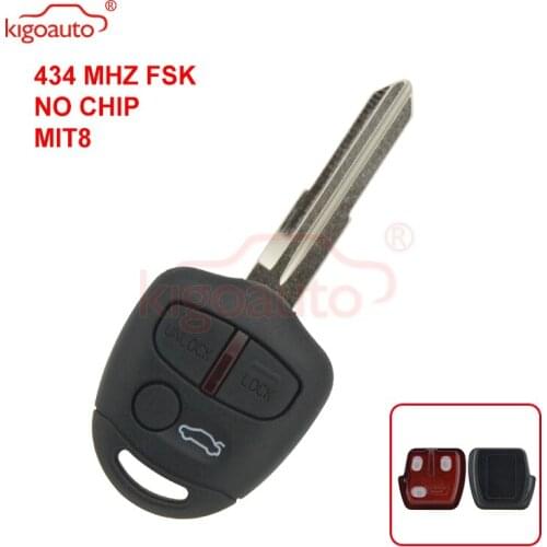 Kigoauto Remote key 3 button 434Mhz no chip MIT8 uncut blade for Mitsubishi Lancer CJ Sedan