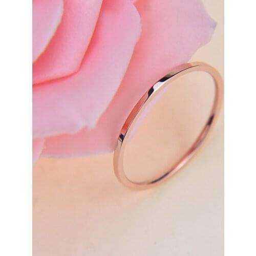 #3 4 5 6 7 8 9 10 Rose Gold Small Thin Anti-Allergy Smooth Simple Titanium Steel Wedding Rings for Women Valentines Day Present
