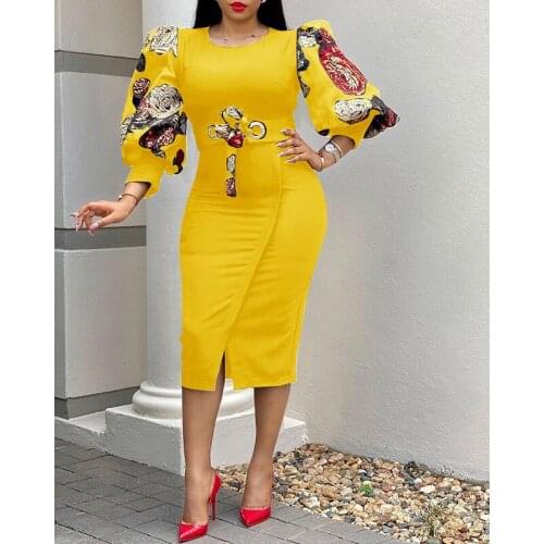African Dress For Women Clothing 2021 Kaftan Africa Clothing Print Elegant Office Ladies Robe Africa Plus Size Dashiki Dresses