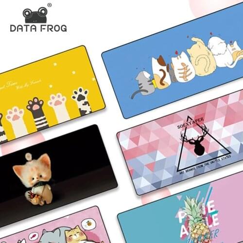 DATA FROG Cute Mouse Pad Computer Keyboard Desk Mat Large XXL Gaming Mousepad Kawaii Gaming Accessories 90x40cm Leather Desk Mat
