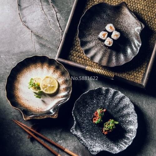 Creative Shell-shaped Plate Simple Japanese-style Irregular Plate Shallow Plate Household Ceramic Plate Dishware Porcelain Plate