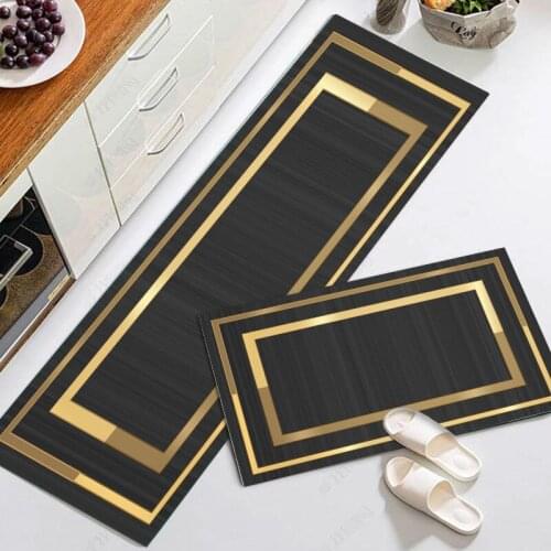 Light And Luxurious Simple Lattice Long + Short Carpet Set, Kitchen Oil-Proof And Non-Slip Mat, Safe And Comfortable