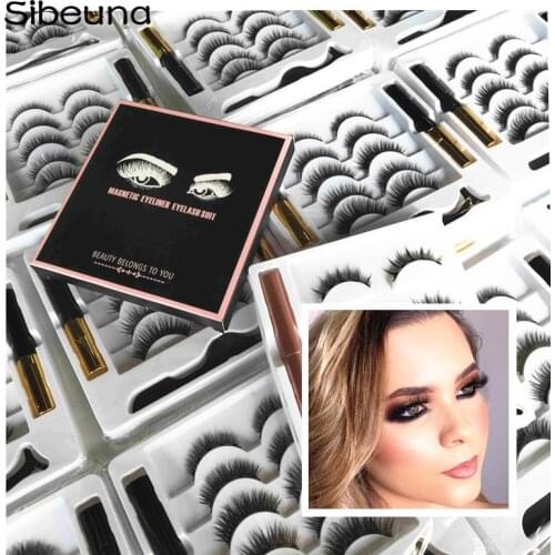 New X style Magnetic Eyelashes 3D False Mink Eyelashes Magnet Lashes Magnetic Eyeliner&Tweezers Set Makeup pestañas magneticas