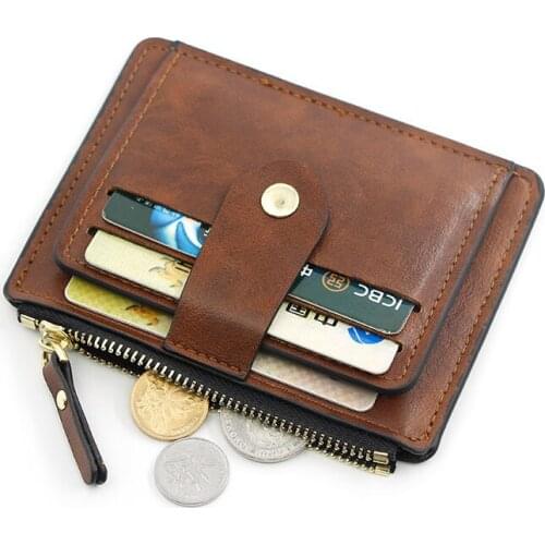 Small Fashion Credit ID Card Holder Slim Leather Wallet With Coin Pocket Man Money Bag Case For Men Mini Women Business Purse