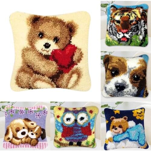 40×40cm Latch Hook Rug Kit Multiple Patterns Embroidery Cross Stitch Needlework Sewing Crafts