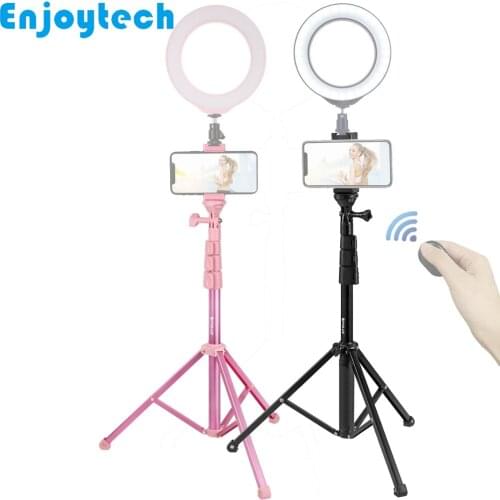 New Selfie Stick Monopod with Tripod with 16CM LED Ring Flash Lamp for Mobile Phone Selfie Vlog Live Video Streaming Bloggers