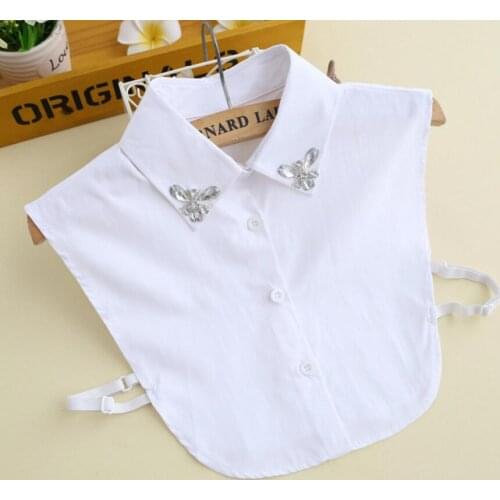 New beads sequined Womens Sweater White Cotton Shirt Decorative New pearl flowers rhinestones wild sequins bead caterpillar