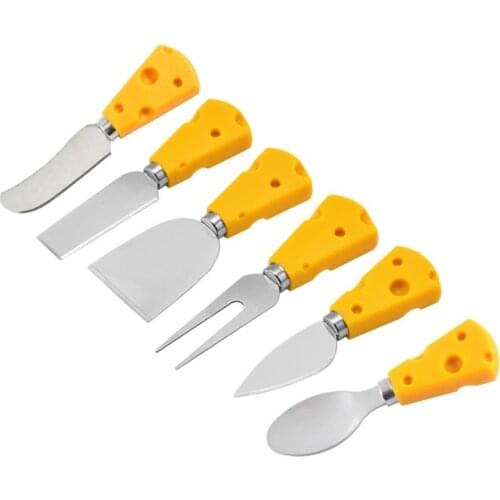 Children Stainless Steel Cute Cheese Shape Flat Knife Spatula Fork Butter Knife With Non-slip Plastic Handles For Kitchen Tool